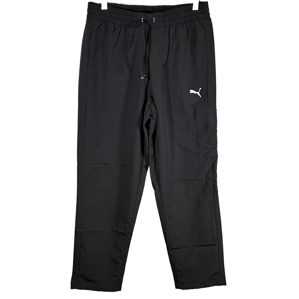 Puma Woven Cargo Pants Men's Size Medium Black Track Wind Athletic Lined New